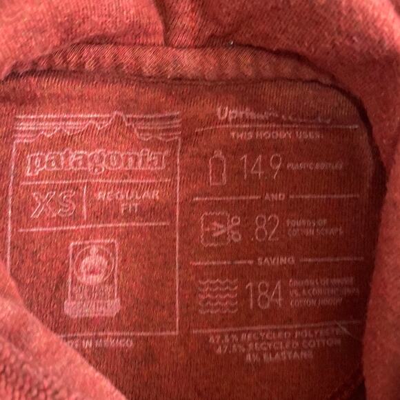 Patagonia Men Size XSMALL Hoodie Logo Ridge Uprisal Barn Red Popover - Picture 3 of 6